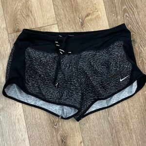 Nike Women's Black and Gray Patterned Athletic Shorts